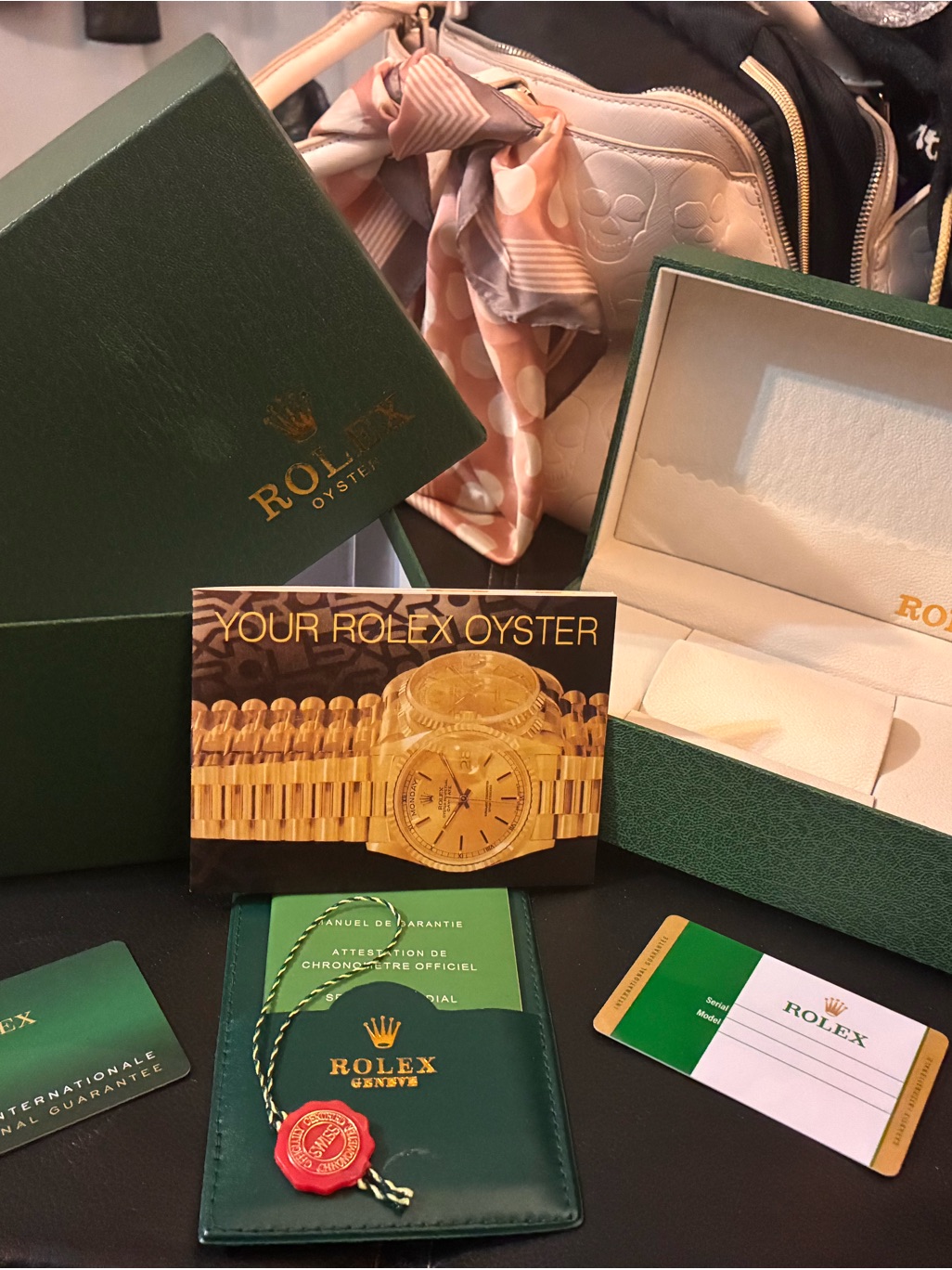 Rolex Green Presentation Box Set With Gold Accent Booklet